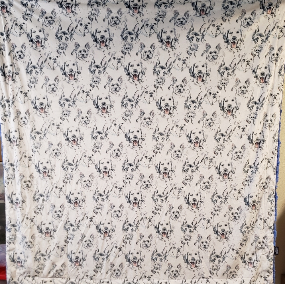 New 50x60 Dog Sketch on Bella Minky Throw
